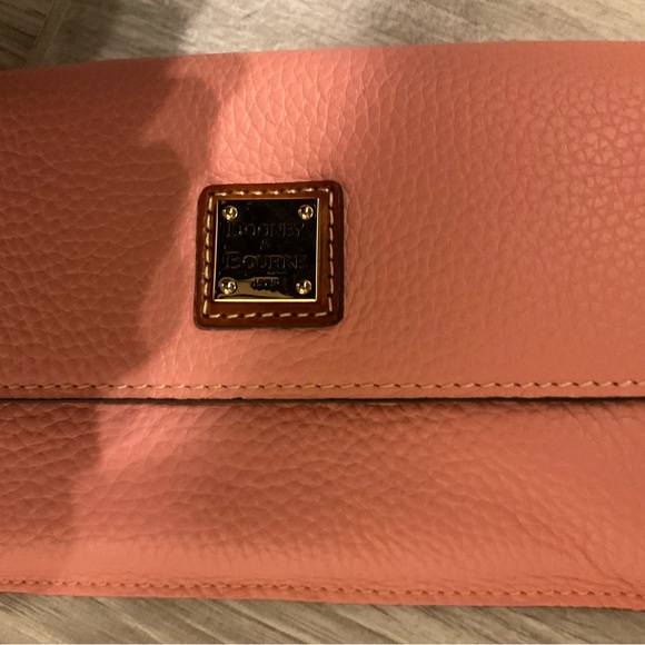 Dooney & Bourke Pink Leather Clutch with Gold Hardware